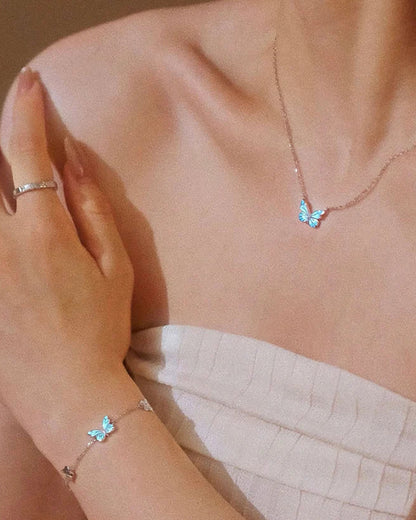 Luminous Dream Blue Butterfly Jewelry Set
